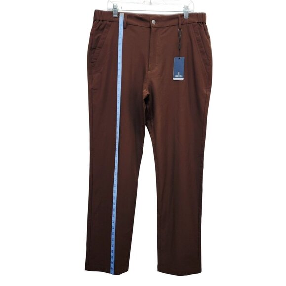 Veboon Mens Proflex Pants Size 36x32 Cotton Flex Polo Slim Fit Brown Formal - Picture 6 of 9